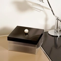 Minimalist storage box with clear vertical stripes and a large pearl handle on black lid - Pearl Style (No Logo) / Large Capacity