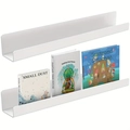 White magnetic floating bookshelves for wall mount storage with kids' picture books - White