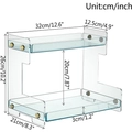Double-layer acrylic organizer shelf with gold screws and clear tray dimensions - Glass Cyan