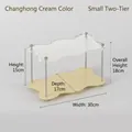 Minimalist 2-tier acrylic shelf with fluted glass texture in cream yellow color - Cream Small 2-Tier