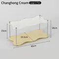 Double-tier cream acrylic shelf with fluted texture and silver metal supports - Cream Large 2-Tier