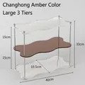 Organizador grande de acrílico de 3 niveles en ámbar y transparente con marco de metal - Ámbar Grande 3 Niveles