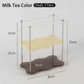 Estante de acrílico de 3 niveles con baldas marrón té con leche y soportes de metal plata - Color Mezclado Pequeño 3 Niveles