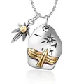 Retro punk adelaar en veer schild hanger ketting in zilver en goud contrast - Stijl B Alleen Hanger (Zonder Ketting)
