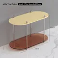 Small 2-tier oval acrylic storage rack with milk tea and amber shelves 30x15x23.5cm - Small (30x15cm) / Milk Tea 2-Tier