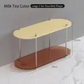 Modern 2-tier elliptical desk organizer with milk tea and brown acrylic shelves - Large (40x17cm) / Milk Tea Large 2-Tier