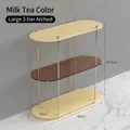 3-tier oval acrylic storage rack with amber and cream shelves on a chrome metal frame - Large (40x17cm) / Milk Tea Large 3-Tier