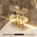 3-tier nordic acrylic storage rack with silver metal frame and cream yellow shelf - Fluted Cream 3-Tier