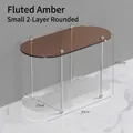 Nordic amber and fluted acrylic 2-tier storage rack with silver metal frame, 30x15x23.5cm - Fluted Amber 2-Tier