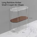 3-tier Nordic acrylic organizer with amber and ribbed glass shelves for bathroom storage - Fluted Amber 3-Tier