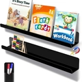 Black acrylic magnetic book shelf and pen holder set for whiteboard storage - Bookshelf With Single Pen Holder / Black