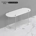 Double-tier 40cm acrylic storage shelf with Changhong glass texture and silver metal frame - Fluted White Large 2-Tier