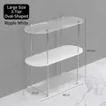 Nordic 3-tier acrylic storage rack with silver metal frame and striped texture shelves - Fluted White Large 3-Tier