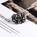 Gothic Punk Totenkopf-Ring aus poliertem Silber-Edelstahl mit detaillierten Gravuren - US Größe 9