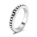 Bague classique en acier inoxydable argenté avec bordure perlée polie pour hommes et femmes - Sa775 Argent / 10