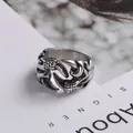 Retro dragon claw ring in stainless steel with vintage silver finish for men - US Size 7