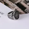 Gothic punk anchor skull signet ring in vintage silver titanium steel for men - US Size 7