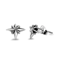 Minimalist silver octagonal star stud earrings made of durable titanium steel - Eight-pointed Star (CF096) / Silver