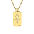 Collana con piastrina dorata con croce egizia Ankh e cristalli pavé su catena box - Pendente Singolo Oro