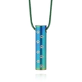Rainbow gradient stainless steel pet cremation cylinder pendant with paw prints and chain - Rainbow Pendant With Rainbow Snake Chain