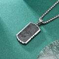 Collana da uomo minimalista con ciondolo in fibra di carbonio e catena in acciaio - Ciondolo in Acciaio con Catena di Perle d'Acciaio (AS-DZ-215)