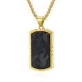 Collana minimalista in acciaio al titanio dorato con pendente rettangolare in carbonio camouflage - Ciondolo Singolo Oro (AS-DZ-215)