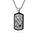 Collana da uomo in acciaio al titanio con ciondolo dog tag a doppio strato e onde nere - Pendaglio nero con catena di perle color acciaio