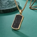 Collana hip hop dorata con pendente rettangolare in fibra di carbonio mimetica - Ciondolo Oro con Catena di Perle Dorate (AS-DZ-215)