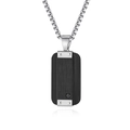 Ciondolo piastrina militare minimalista in acciaio inox nero spazzolato con rivetti - Solo Ciondolo Nero (Senza Catena)