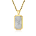 Two-tone octagonal cross pendant necklace with starburst texture and CZ insets - Gold & Silver Pendant Only (Without Chain)