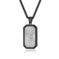 Two-tone octagonal sunburst pendant necklace with a cross design and black finish - Black & Silver Pendant Only (Without Chain)