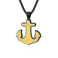 Drielaagse anker hanger in geel en zwart titaniumstaal met een vierkante schakelketting - Zonder ketting / Enkele Hanger (Zwart-Goud)