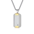 Collana piastrina da uomo in acciaio spazzolato con cristallo e accenti dorati - Colore Acciaio Pendente Singolo (Senza Catena)