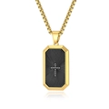 Octagonal textured cross pendant necklace in gold and black two-tone plated steel - Gold & Black Pendant Only (Without Chain)