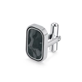 Minimalist rectangular stainless steel cufflinks with dark camouflage carbon fiber inlay - Steel Color Cufflinks