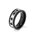 Men's two-tone stainless steel spinning ring with roman numerals and hollow design - US 7 / Black and Steel Color