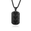 Collana da uomo in acciaio nero con ciondolo a nido d'ape in fibra di carbonio e catena box - Ciondolo Singolo (Nero)