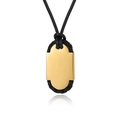 Collier pour homme en acier titane avec pendentif rectangulaire doré sur cordon noir - Or