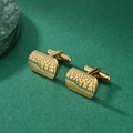 Gemelli rettangolari da uomo in acciaio inossidabile con texture coccodrillo e zircone - Oro