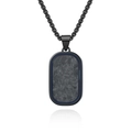 Collar militar minimalista de acero negro con incrustación de fibra de carbono para hombre - Colgante Suelto Negro
