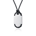 Collier pour homme avec pendentif en métal argenté sur cordon en cuir tressé noir - Acier
