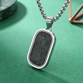 Collar para hombre con colgante de fibra de carbono negra y cadena de acero pulido - Colgante de Acero Con Cadena de Perlas de Acero