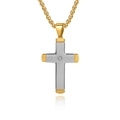 Minimalistische zweifarbige Edelstahl Kreuzkette mit Sternschliff Zirkonia Anhänger - Nur Anhänger (Keine Kette) / Einzelner Gold & Stahl Anhänger