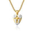 Collana con ciondolo a scudo da uomo con croce dorata e trama in stile punk - Pendente Singolo Oro