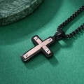 Industriële kruishanger in zwart en roségoud met een metalen box ketting sieraad - Roségouden Hanger Met Zwarte Ketting