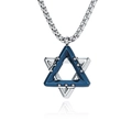 Collier pour homme avec pendentif étoile à six branches bicolore bleu et argent - Pendentif Bleu Uniquement (Sans Chaîne)
