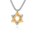 Collier pendentif hexagramme étoile de David bicolore en acier inoxydable pour hommes et CZ - Pendentif Or (Pendant Only (Without Chain))