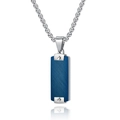 Hip hop men's military tag necklace with blue brushed metal and screw rivets detail - Blue Color Pendant Only