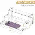 3-tier clear acrylic display stand with detailed dimensions for cupcakes and perfume - Small Tiered Display Stand