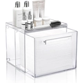 Clear acrylic face towel organizer box with drawer and top tray for skincare storage - Clear